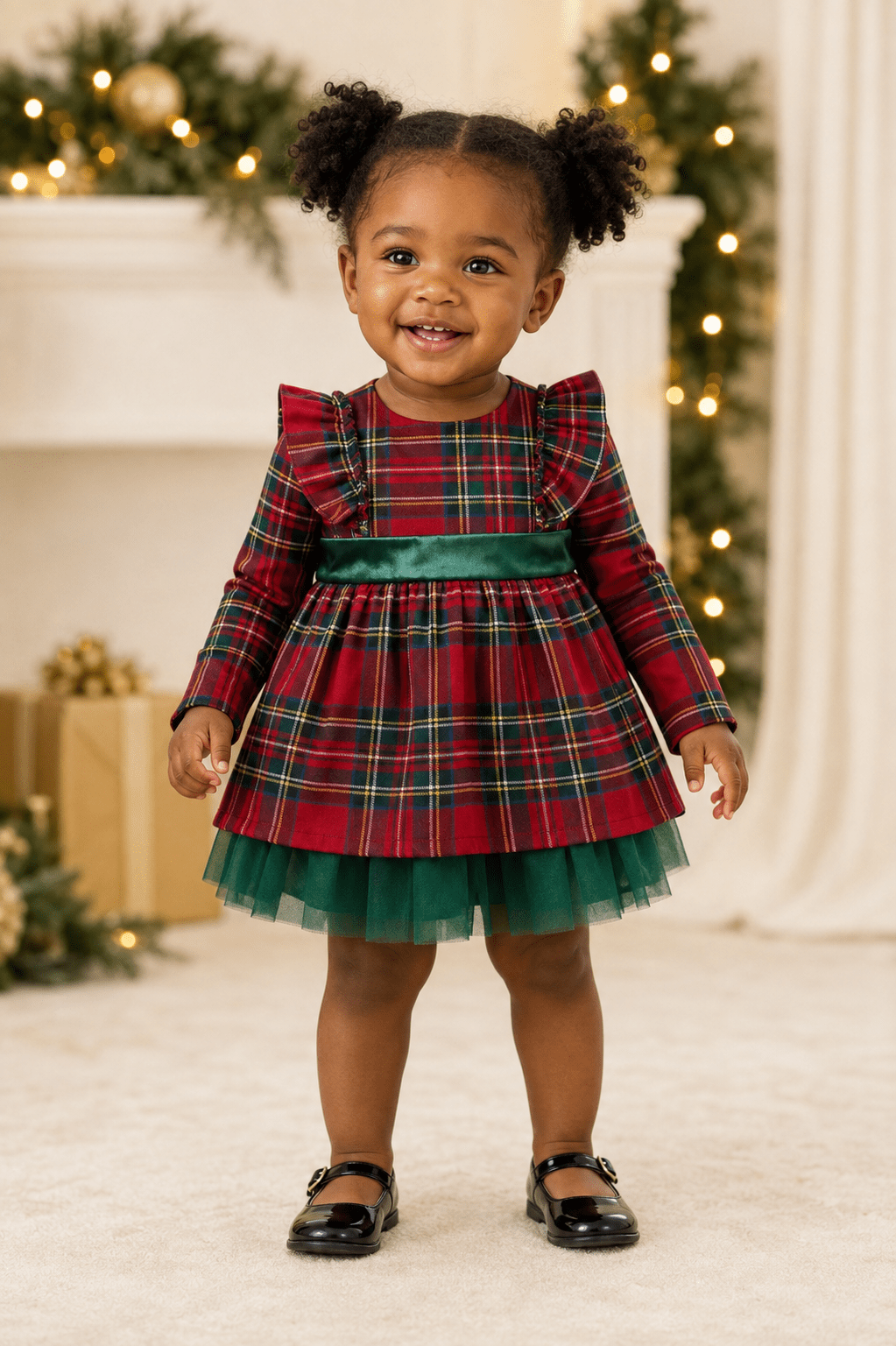Plaid Holiday Dress with Tulle Lining - Plum Sugar Shoppe