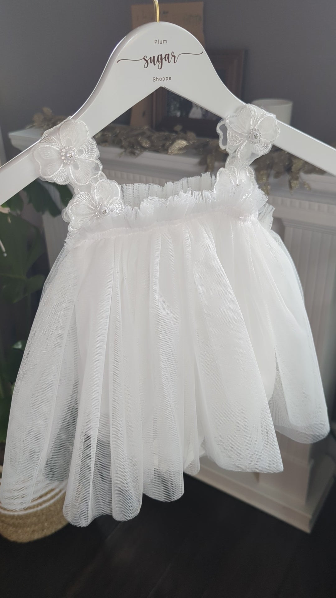 Helena White Tulle and Rhinestone Dress