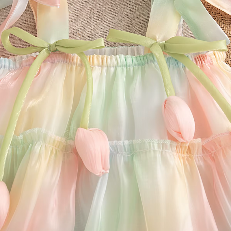 Vestido de flores bordado en verde Savanah