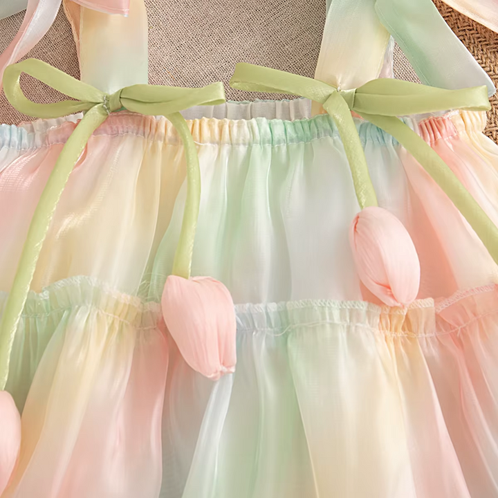 Vestido de flores bordado en verde Savanah