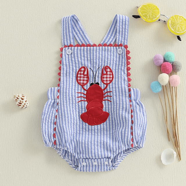 Seersucker Lobster Romper - Plum Sugar Shoppe