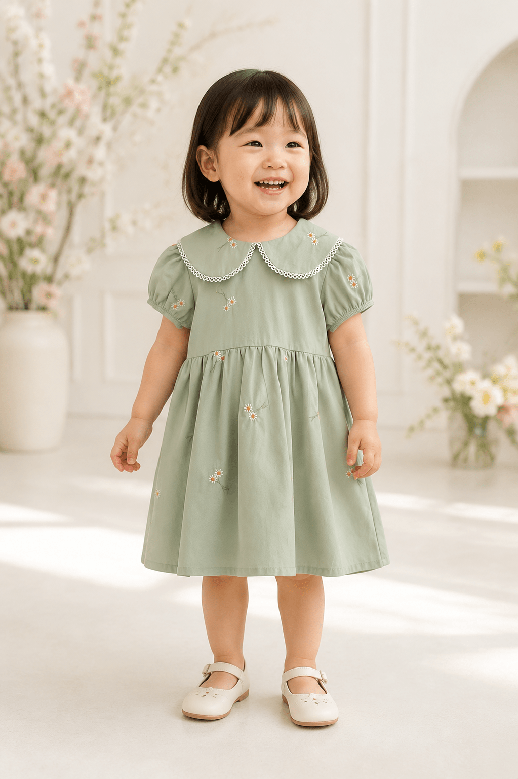 Suzette Embroidered Daisey Dress - Plum Sugar Shoppe