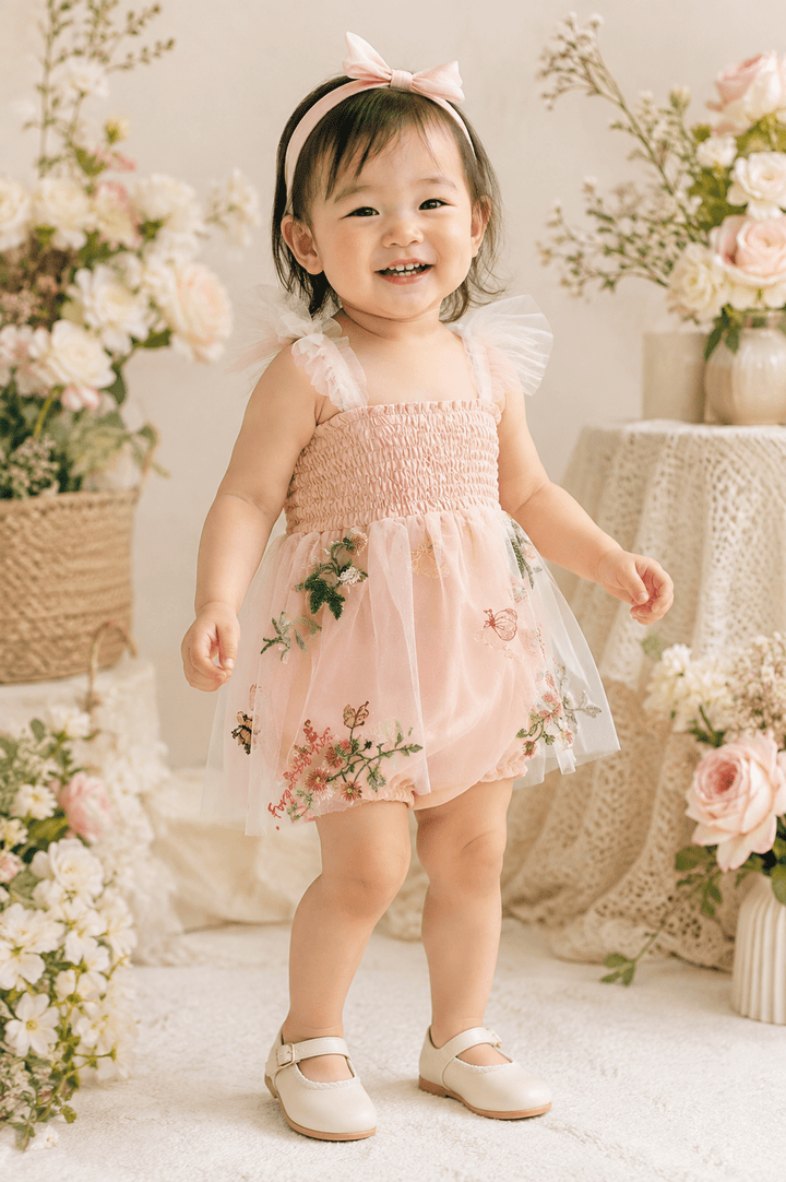 Sweetpea Pink Embroidered Flower Dress - Plum Sugar Shoppe