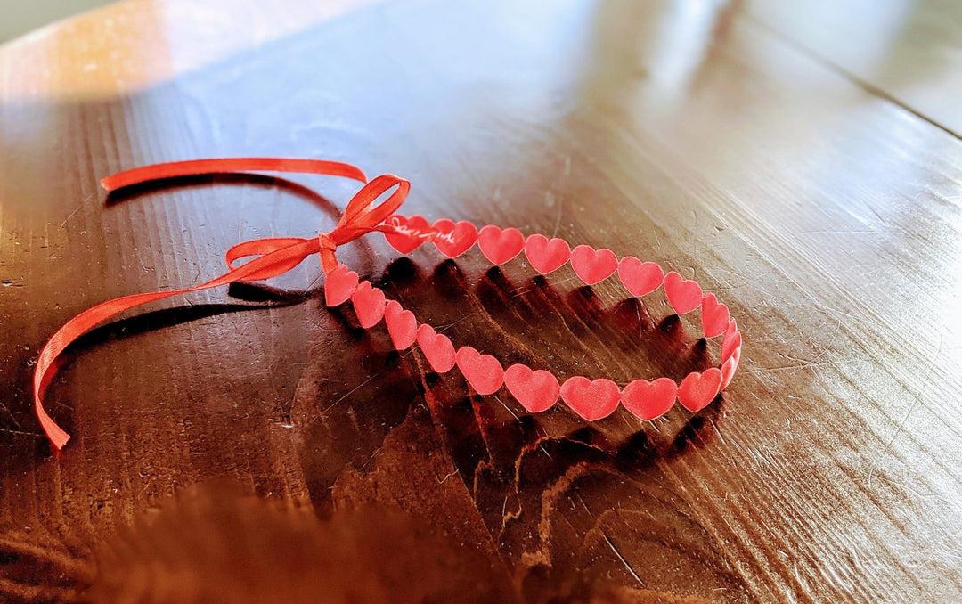 Valentines Red Heart Headband with Red Satin Ribbon - Plum Sugar Shoppe