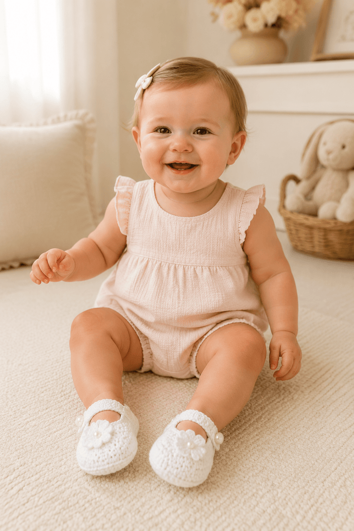 White Knit Booties - Plum Sugar Shoppe
