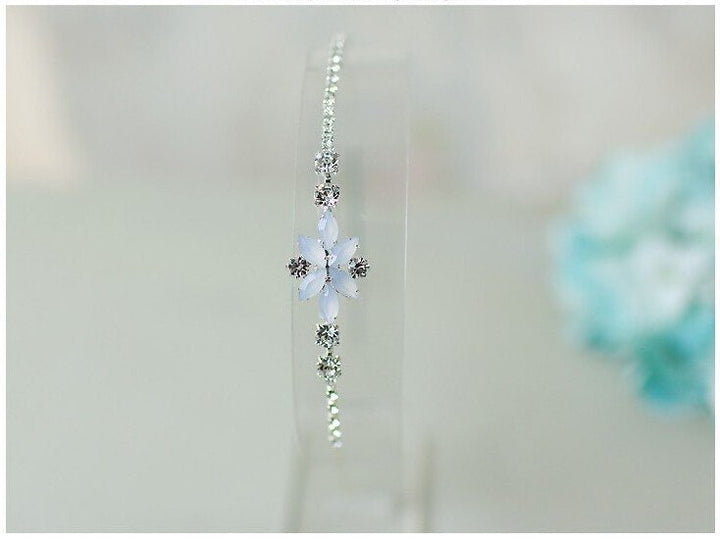 Crystal and Rhinestone Embellished Headband, Something Blue Bridal Hair, Bridal Hair Accessory, Blue Flower Headband, Wedding Hair Jewelry - Plum Sugar Shoppe