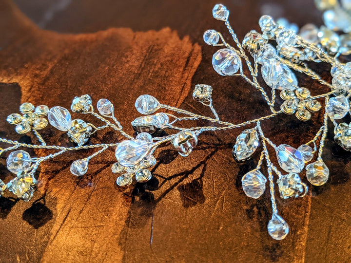 Crystal and Rhinestone Hair Comb, Bridal Hair Accessory, Silver Bridal Hair Comb, Wedding Crystal Hair Comb for Veil, Wedding Hair Jewelry - Plum Sugar Shoppe
