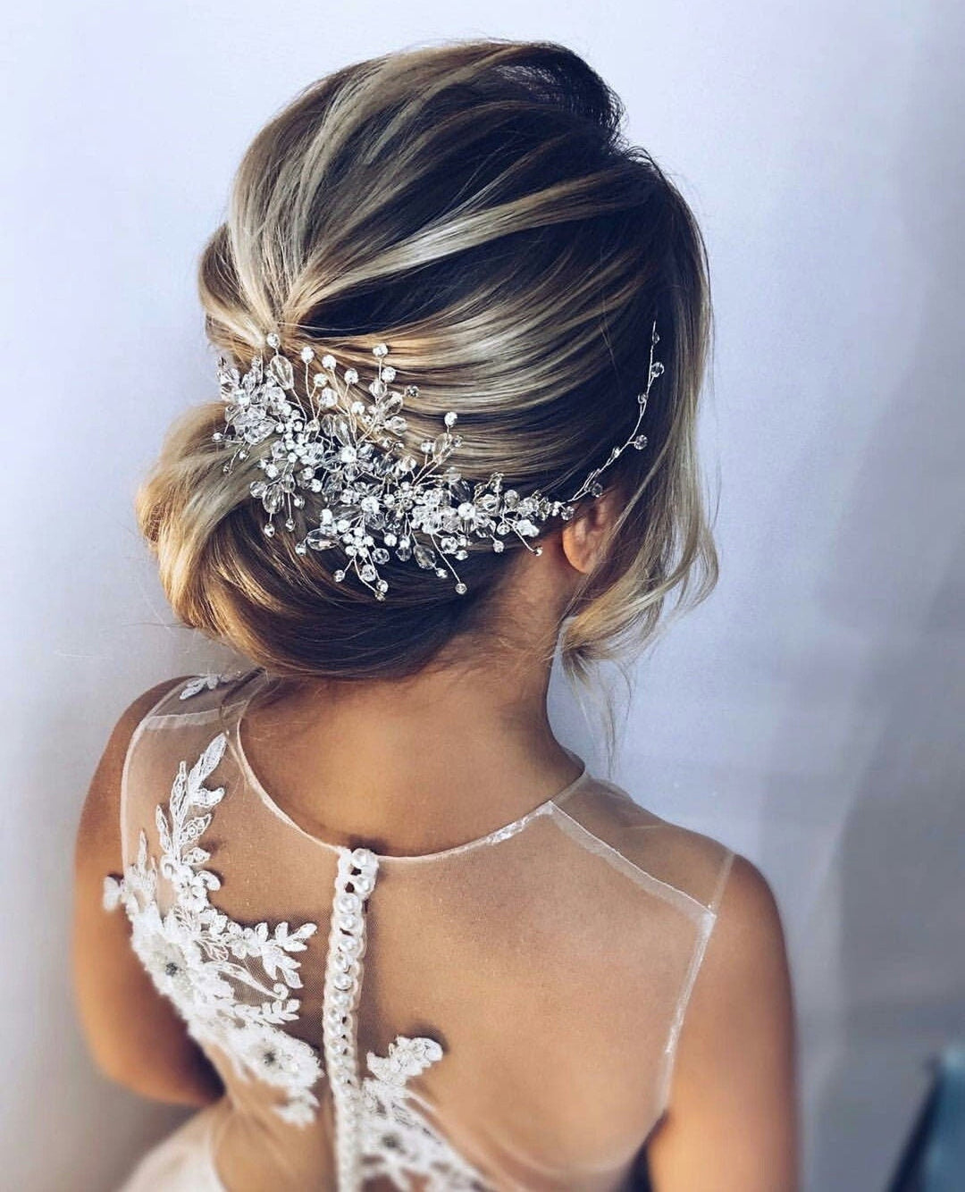Crystal and Rhinestone Hair Comb, Bridal Hair Accessory, Silver Bridal Hair Comb, Wedding Crystal Hair Comb for Veil, Wedding Hair Jewelry - Plum Sugar Shoppe