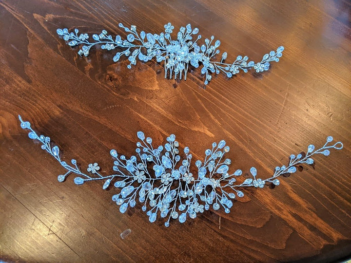 Crystal and Rhinestone Hair Comb, Bridal Hair Accessory, Silver Bridal Hair Comb, Wedding Crystal Hair Comb for Veil, Wedding Hair Jewelry - Plum Sugar Shoppe