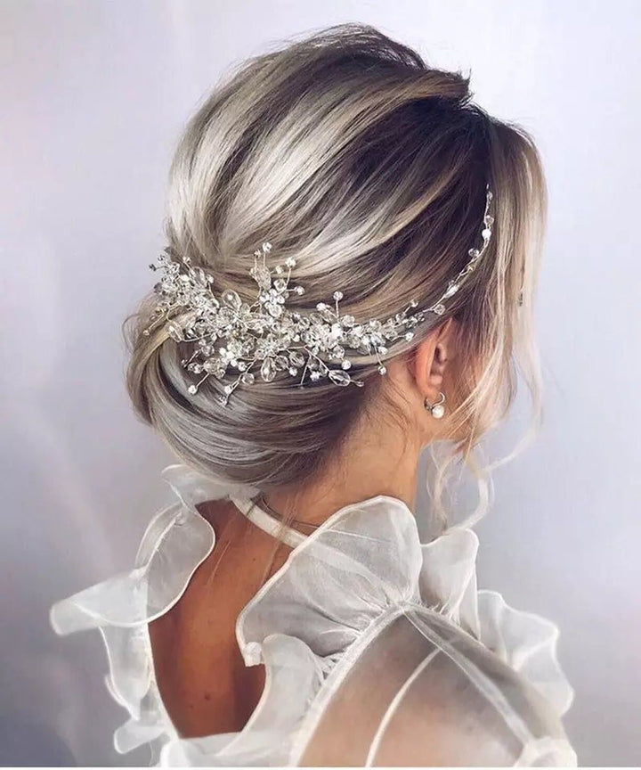 Crystal and Rhinestone Hair Comb, Bridal Hair Accessory, Silver Bridal Hair Comb, Wedding Crystal Hair Comb for Veil, Wedding Hair Jewelry - Plum Sugar Shoppe
