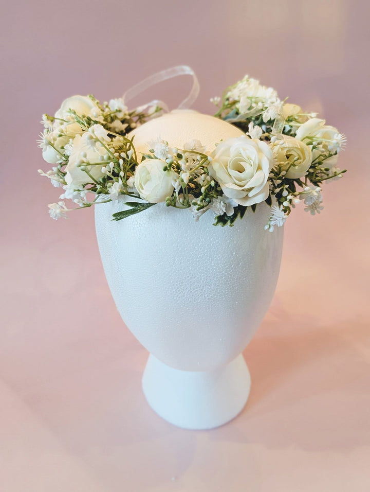 Elenore White Rose Flower Crown - Plum Sugar Shoppe