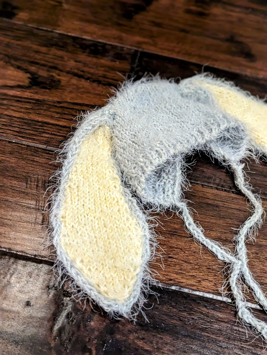 Grey Knit Rabbit Newborn Bonnet with Big Ears, Grey Bunny Outfit, Newborn Photo Prop, Knit Bunny Newborn Hat, Newborn Animal Ears - Plum Sugar Shoppe