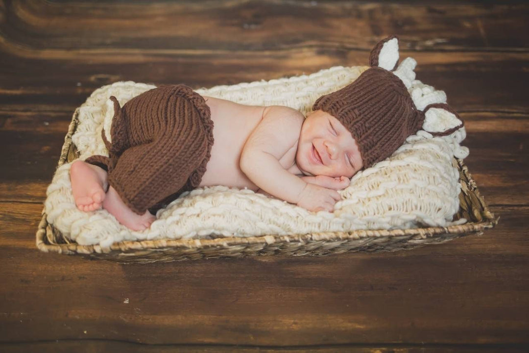 Knit Deer Newborn Outfit, Newborn Photo Shoot, Reindeer Newborn, Newborn Christmas Outfit, Baby Boy Photo Shoot, Baby Boy Newborn Outfit - Plum Sugar Shoppe