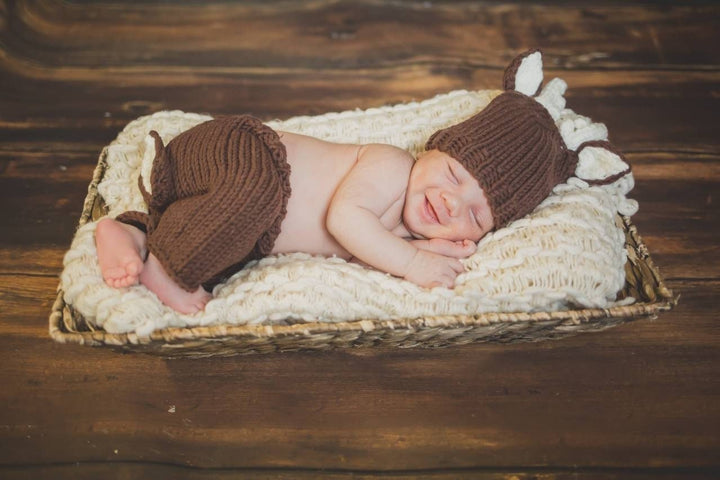 Knit Deer Newborn Outfit, Newborn Photo Shoot, Reindeer Newborn, Newborn Christmas Outfit, Baby Boy Photo Shoot, Baby Boy Newborn Outfit - Plum Sugar Shoppe