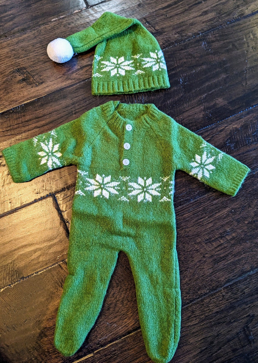 Red Knitted Newborn One - Piece and Hat - Plum Sugar Shoppe