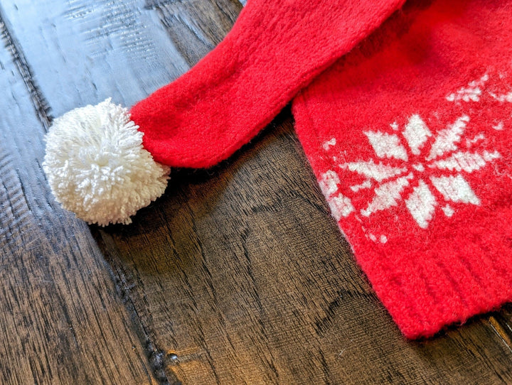 Red Knitted Newborn One - Piece and Hat - Plum Sugar Shoppe