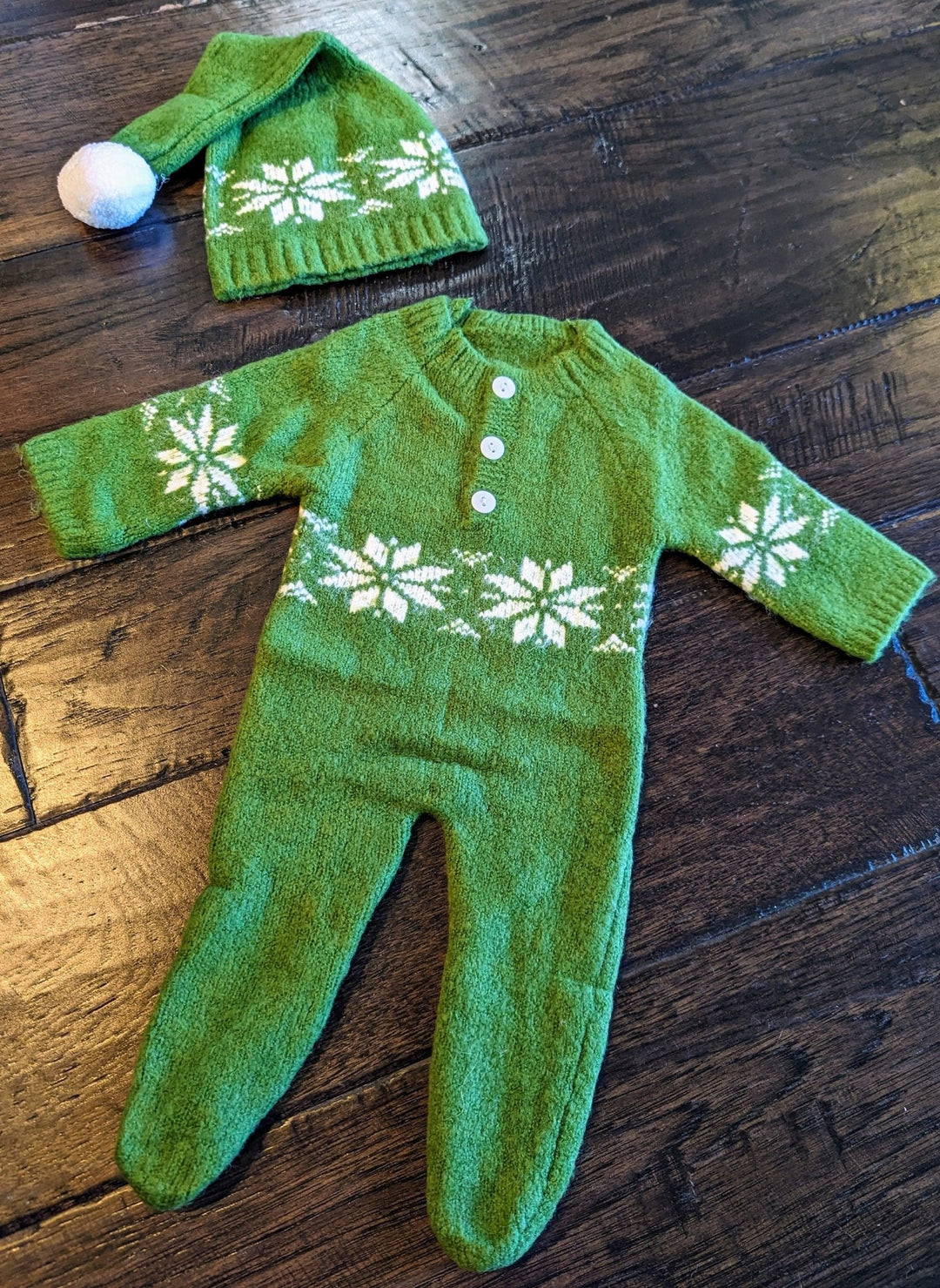 Red Knitted Newborn One - Piece and Hat - Plum Sugar Shoppe